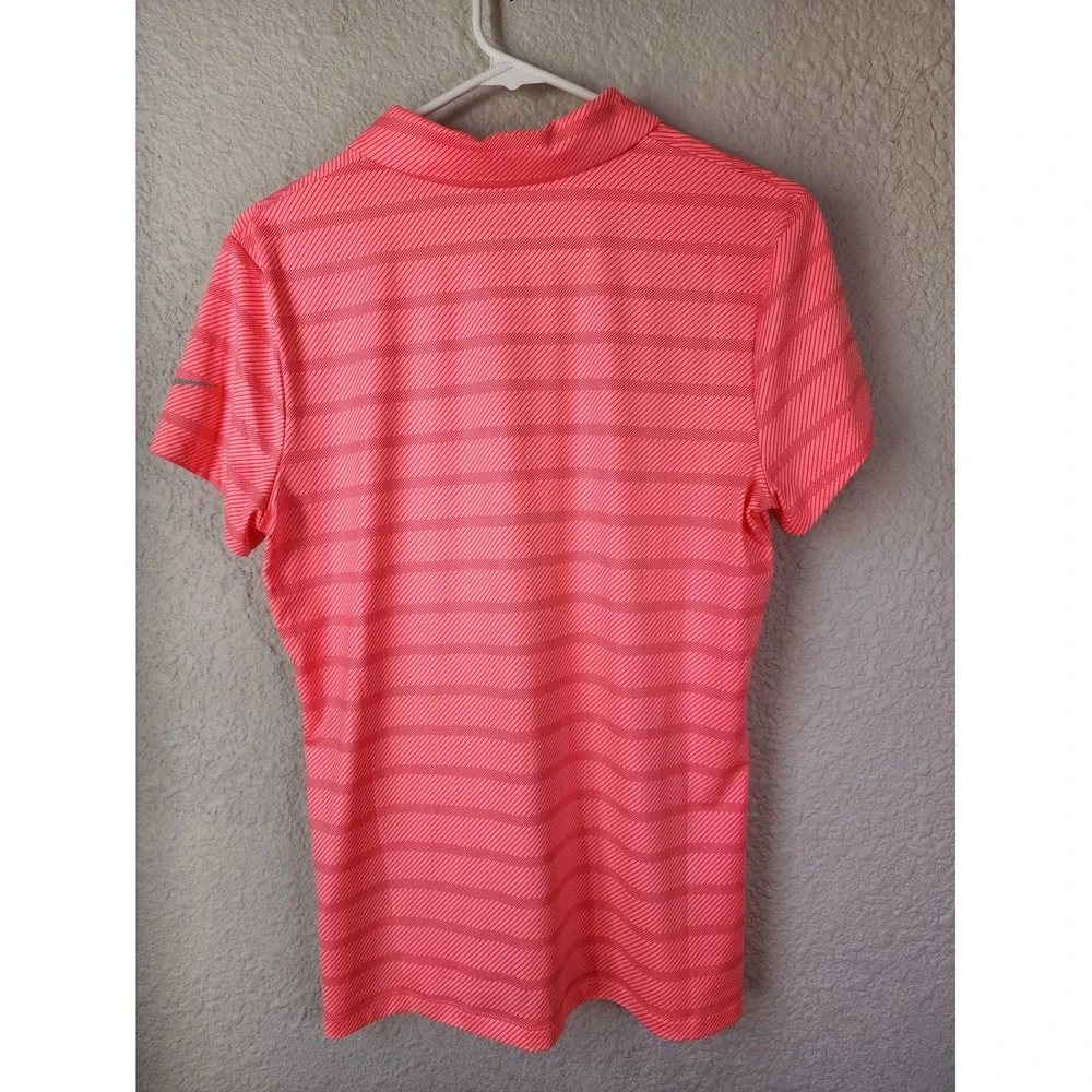 Nike Golf Dri Fit Polo Shirt Coral Striped Players‎ Short Sleeve Men's M